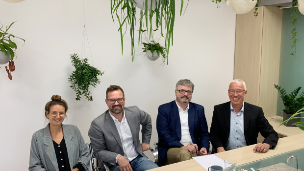 Am 20. Mai 2019 trafen sich die Geschäftsführer der Branchenverbände BHB, IVG, VDG und ZVG in Grafschaft (v. l.): Anna Hackstein (IVG), Bertram Fleischer (ZVG), Peter Wüst (BHB) und Peter Botz (VDG).