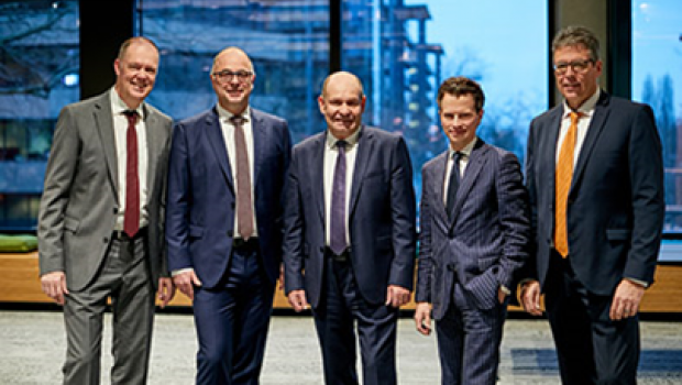 Isover und Rigips mit neuer Vertriebsstruktur und Veränderung im Produktmanagement: (v. l. n. r.) Andreas Müller, Andreas Heidrich, Michael Schäfer,  Markus Rehm und Stefan Rosemann.