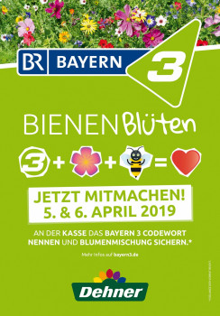 Mit Blumenmischungen für den Artenschutz. Dehner und Bayern 3 werben für ihre Aktion am 5. und 6. April. [Bild: Dehner/ BAYERN 3]
