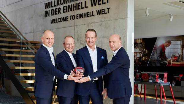 Der Vorstand der Einhell Germany AG (von links): Dr. Christoph Urban (CIO), Dr. Markus Thannhuber (CTO), Andreas Kroiss (CEO) und Jan Teichert (CFO).