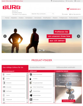 Der neue Shop von Burg führt den Kunden durch mehrere Filter zum passenden Produkt. Der neue Shop von Burg führt den Kunden durch mehrere Filter zum passenden Produkt.