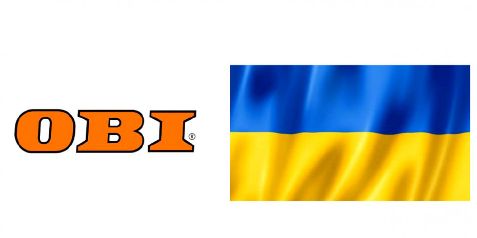 In der Pressemitteilung, in der Obi den Rückzug aus Russland bekannt gab, platzierte man den Firmenschriftzug direkt neben der ukrainischen Landesflagge.