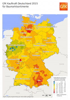 Das regionale Potenzial für Baumarktsortimente ist groß, so die GfK.
