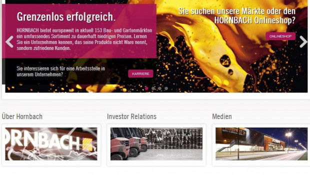 Alle Gruppen-Websites von Hornbach erscheinen jetzt in einem neuen Design.