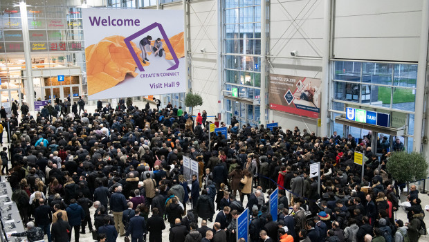 Eingangsbereich zur Domotex 2019. [Bild: Deutsche Messe]