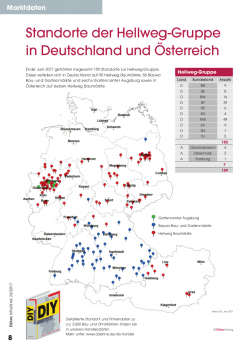 Standorte der Hellweg-Gruppe in Deutschland und Österreich. [Stand: 30. Juni 2017]