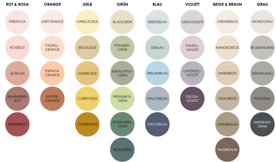 40 verschiedene Farbtöne stehen zur Auswahl.