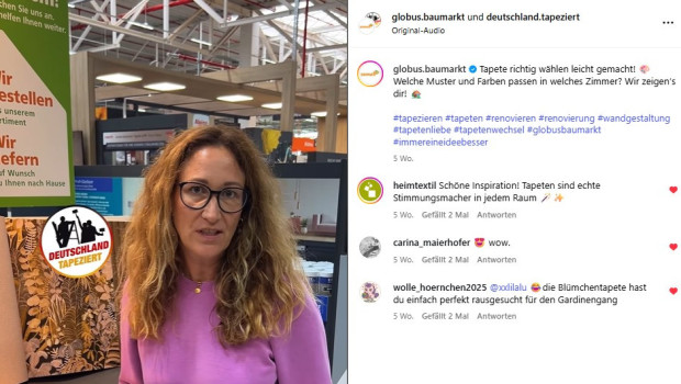 Die Brancheninitiative „Deutschland tapeziert“ und Globus Baumarkt präsentierten Tapetentrends und Tapeziertipps analog und digital.
