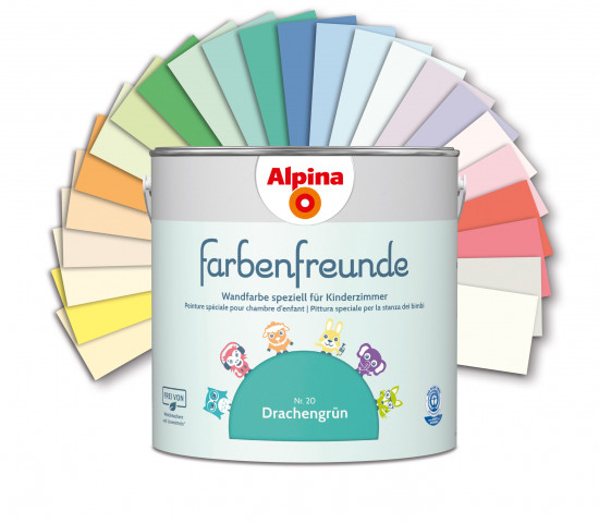 "Farbenfreunde" ist ein Konzept von Alpina speziell für Kinderzimmer.
