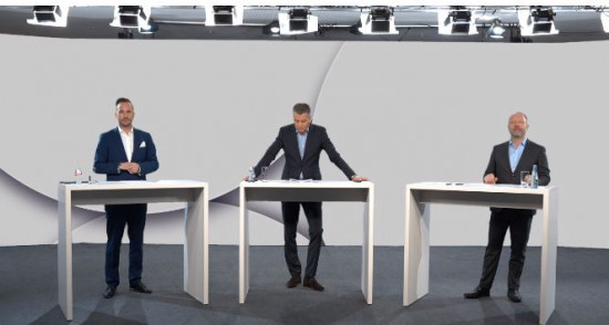 Philipp Ferger, Detlef Braun und Erdmann Kilian stellten in einer Online-Pressekonferenz die Strategie der Messe Frankfurt im Segment Konsumgüter 2023 vor. 