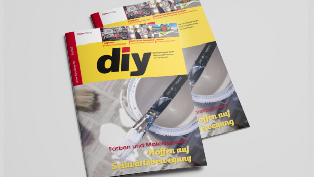 Titeltehma der Mai-Ausgabe des Fachmagazins diy ist das Sortiment Farben und Malerzubehör.