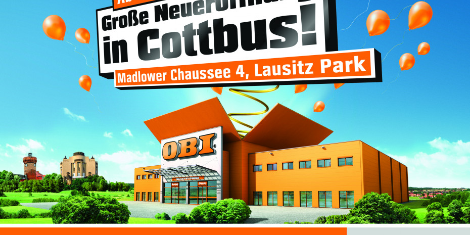 Am 2. September konnte Obi im Lausitz Park in Cottbus einen Baumarkt mit Gartencenter eröffnen. Vor dem Umbau war dort ein Toom Baumarkt.