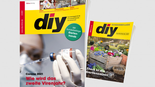 Die Februar-Ausgabe des Fachmagazins diy ist mit einer Sonderbeilage "Gartentrends 2021" herausgekommen.