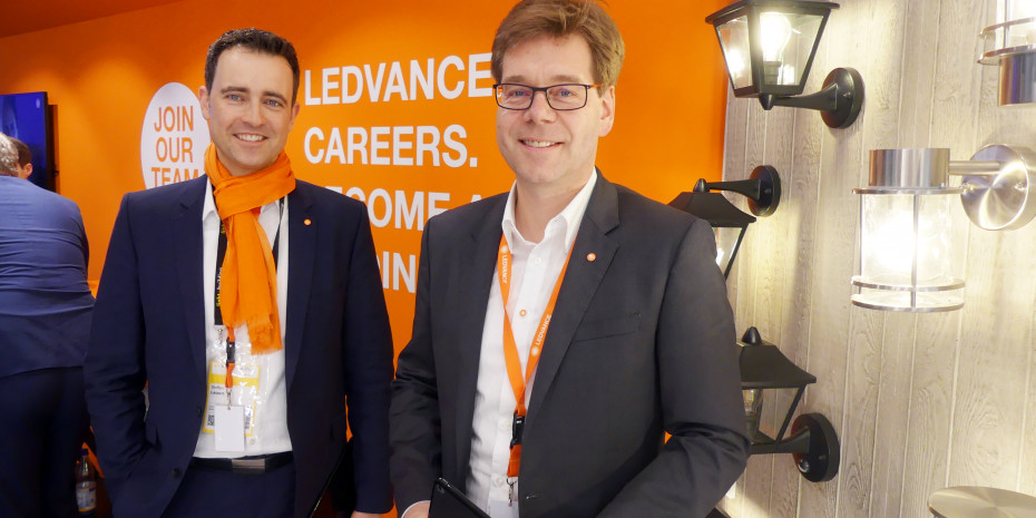 Ledvance, Marc Gerster, Head of Retail Europa (r.), Vertriebsleiter Retail DACH Steffen Leipert
