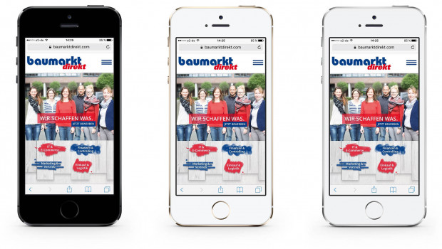 Bei der Gestaltung der neuen Seite baumarktdirekt.com lag das Augenmerk auch auf der Optimierung für mobile Endgeräte.
