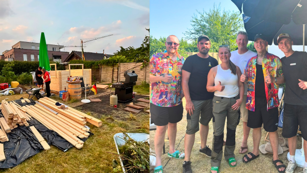 Das Livestream-Projekt „Unser Schrebergarten 2026“ entstand gemeinsam mit dem Hagebaumarkt Frieling, dem Marketing-Team aus der Hagebau-Zentrale sowie den Content Creatorn Max Schradin (3. v. r.) und Zarbex (2. v. r.). Das Livestream-Projekt „Unser Schrebergarten 2026“ entstand gemeinsam mit dem Hagebaumarkt Frieling, dem Marketing-Team aus der Hagebau-Zentrale sowie den Content Creatorn Max Schradin (3. v. r.) und Zarbex (2. v. r.).
