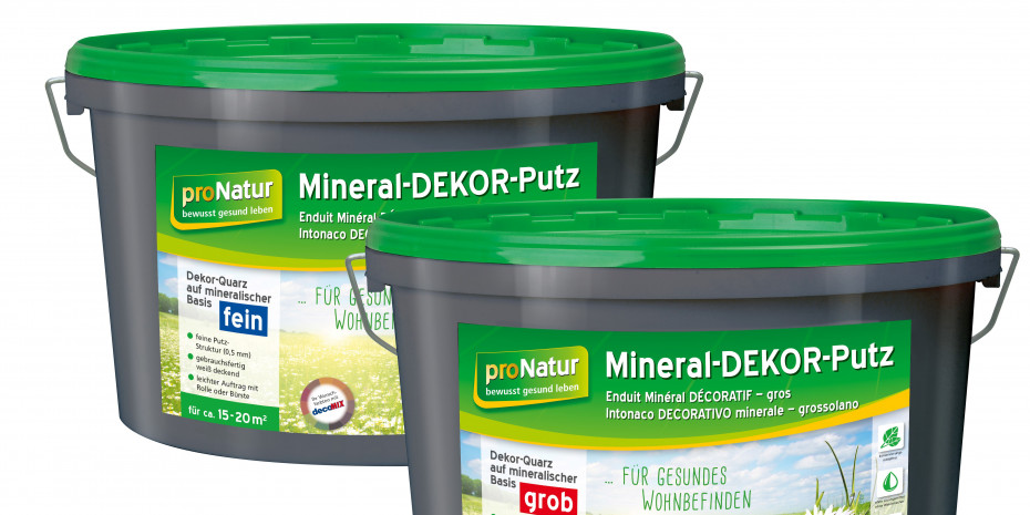 Der Mineral-Dekor-Putz ist mit fein- und grobkörniger Struktur erhältlich.