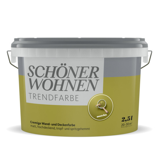 Die Wandfarben sind als 2,5-Liter-, 1-Liter- und Tester-Gebinde erhältlich. Die Wandfarben sind als 2,5-Liter-, 1-Liter- und Tester-Gebinde erhältlich.