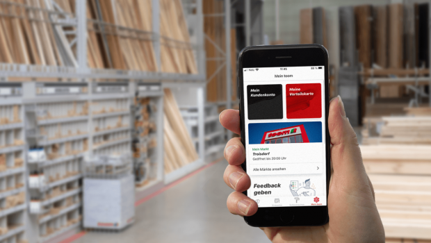Einige Baumärkte bieten eigene Apps an, zum Beispiel Toom. 
