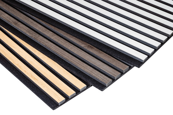 Die Selitstyle Acoustic Panels 2.0 sind in drei Dekoren erhältlich: Eiche hell, Eiche dunkel und Esche weiß. Die Selitstyle Acoustic Panels 2.0 sind in drei Dekoren erhältlich: Eiche hell, Eiche dunkel und Esche weiß.