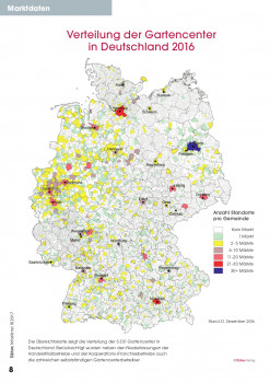 Verteilung der Gartencenter in Deutschland nach Gemeindekennziffern.