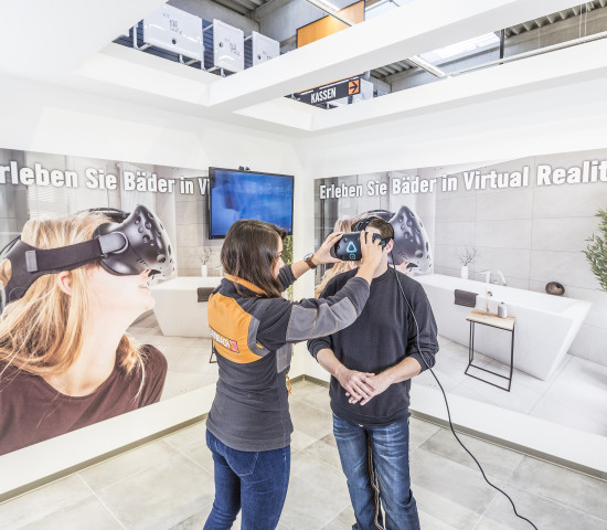 Neu im Markt: virtuelle Realität in der Sanitär- und Bäderabteilung.
Neu im Markt: virtuelle Realität in der Sanitär- und Bäderabteilung.