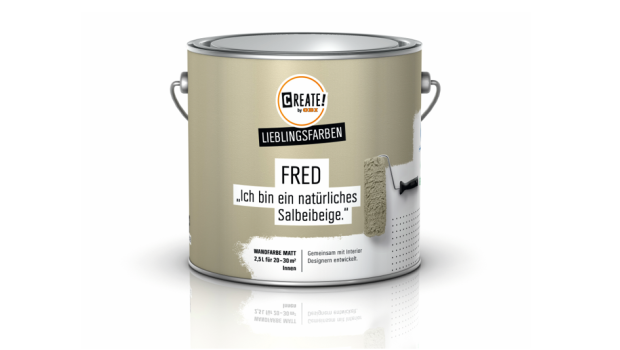 Fred das natürliche Salbeibeige ist auch dabei: Die neue Lieblingsfarben-Range von Obi umfasst 25 Wandfarben und zwölf Lacke.