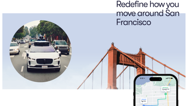 Bildausschnitt der Werbung für den Taxidienst von Waymo auf der Homepage des Anbieters.
