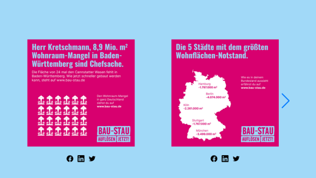 Auf der Kampagnenwebsite wird der aktuelle Wohnraummangel nach Bundesländern aufgeschlüsselt.