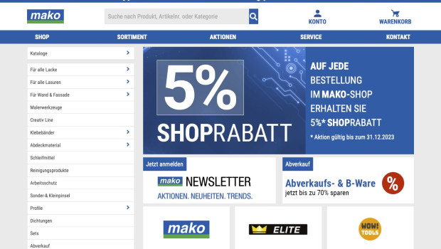 Der neue Online-B2B-Shop des Malerwerkzeugherstellers.