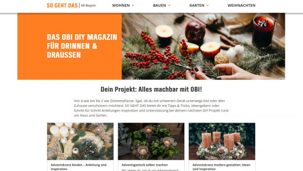 Die Domain von Obi rangiert in diesem Jahr auf Platz 2 der Marktanteile.