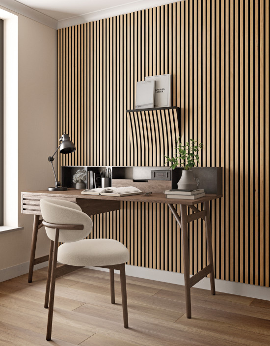 Mit dem 3D-Designboard lassen sich Regale, LED-Effekte und Dekorationen nahtlos in die Paneelwand integrieren. Mit dem 3D-Designboard lassen sich Regale, LED-Effekte und Dekorationen nahtlos in die Paneelwand integrieren.