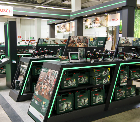 Die Bosch Experience Zone wird in Baumärkten international eingesetzt.