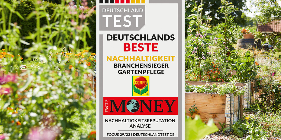 Mit 100 von 100 Punkten im Deutschland Test ist Compo Branchensieger – ausgezeichnet für „Deutschlands Beste Nachhaltigkeit“.