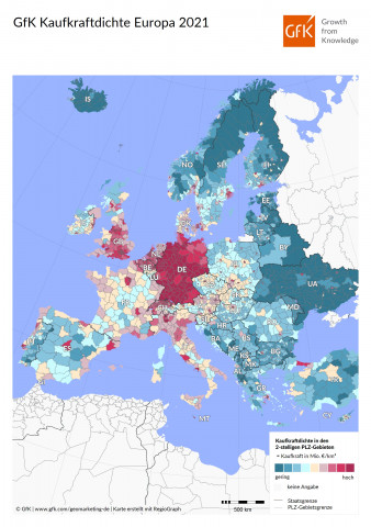 GfK-Kaufkraftdichte in Europa