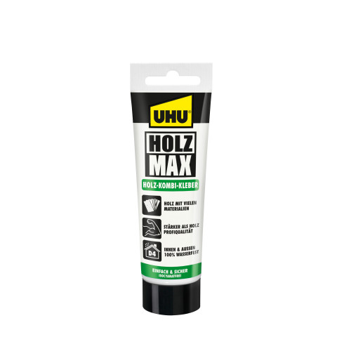 Der "Holz Max" von Uhu auf Polymer-Basis ist zu 100 Prozent wasserfest und stärker als Holz.
