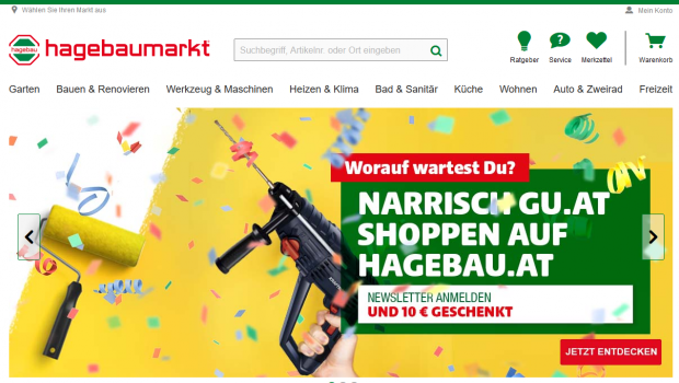 Die 43 österreichischen Baumärkte sind nun mit einem eigenen Shop online.