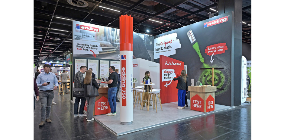 Edding bedient den Profi-Anwender aus Industrie oder Handwerk ebenso wie&nbsp;den DIY-Kunden. Der diesjährige Messestand präsentierte Konzepte für beide Zielgruppen. &nbsp;