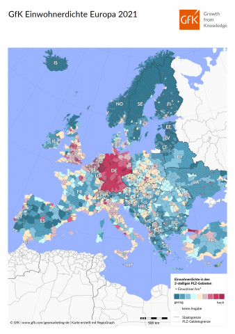 Einwohnerdichte in Europa