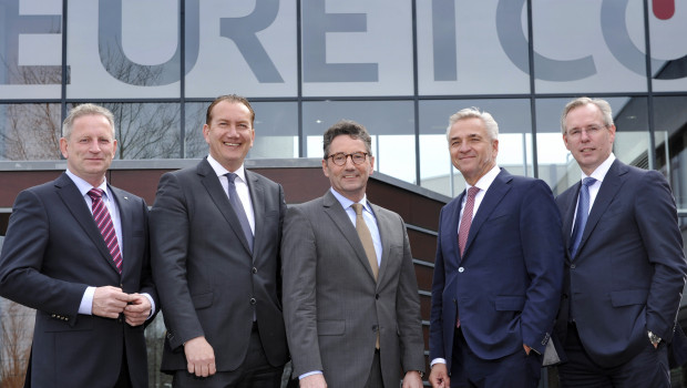 Die Vorstände der EK-Servicegroup und Euretco (v. l.): Bernd Horenkamp, Steve Evers, Franz-Josef Hasebrink, Harry Bruijniks und Ernst de Kuiper.
