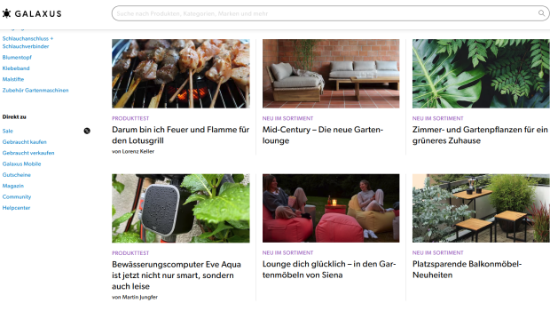 Galaxus verknüpft auf seiner Website den Shop mit Ratgeber- und Informationscontent, den eine eigene Redaktion bereitstellt.