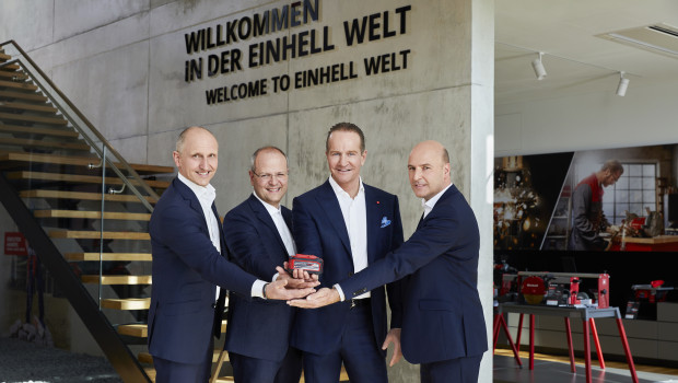 Die Vorstände der Einhell Germany AG (v.l.): CIO Dr. Christoph Urban, CTO Dr. Markus Thannhuber, CEO Andreas Kroiss und CFO Jan Teichert.