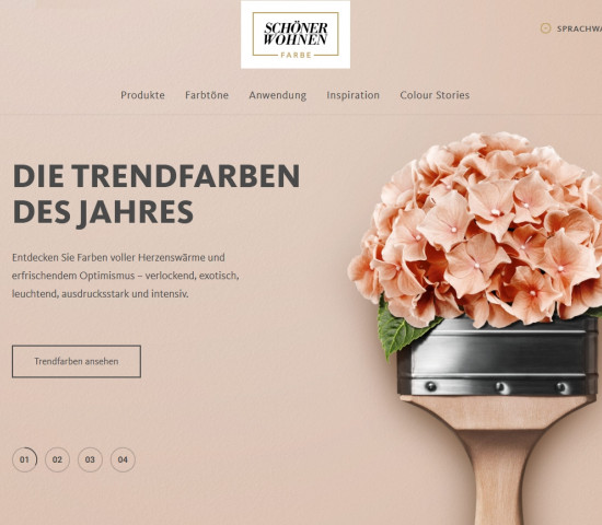 Und so sieht die neue Website von Schöner Wohnen-Farbe aus. Und so sieht die neue Website von Schöner Wohnen-Farbe aus.