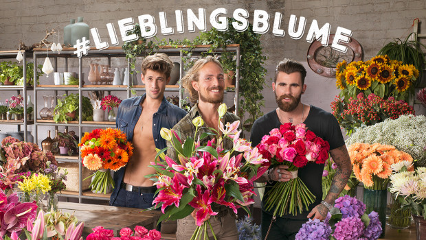 Mit Waschbrettbauch und Hipsterbart wirbt das Blumenbüro für Initiative #Lieblingsblume.