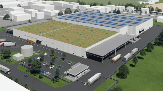 So soll das zweite Logistikzentrum von Hornbach in Essingen 2023 aussehen.