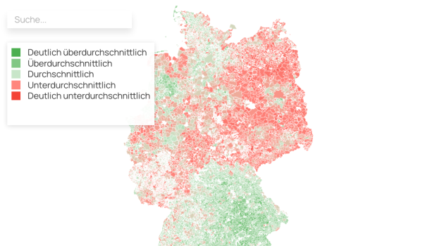 Onlineanteil im Einzelhandel 2022 nach Gemeinden.