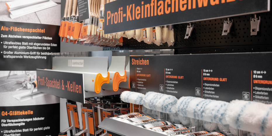 Das Profi-Modul von Color Expert präsentiert alle benötigten Streich- und Spachtelwerkzeuge gebündelt an einem Ort. 