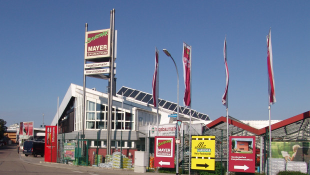 Mayer Ingolstadt beteiligt sich an der Streich Gruppe. Im Bild der Standort von Bauzentrum Mayer in Ingolstadt.