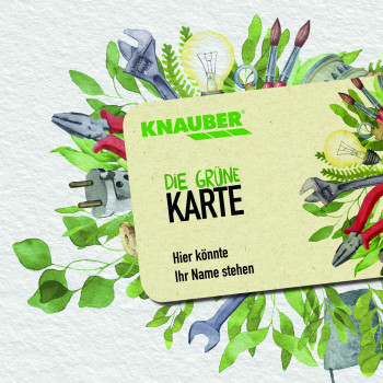 Knauber ersetzt seine alte Kundenkarte durch eine neue „Grüne Karte“, die überwiegend aus Holzabfallprodukten besteht.