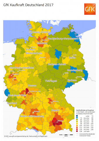 GfK-Kaufkraft Deutschland 2017.
GfK-Kaufkraft Deutschland 2017.